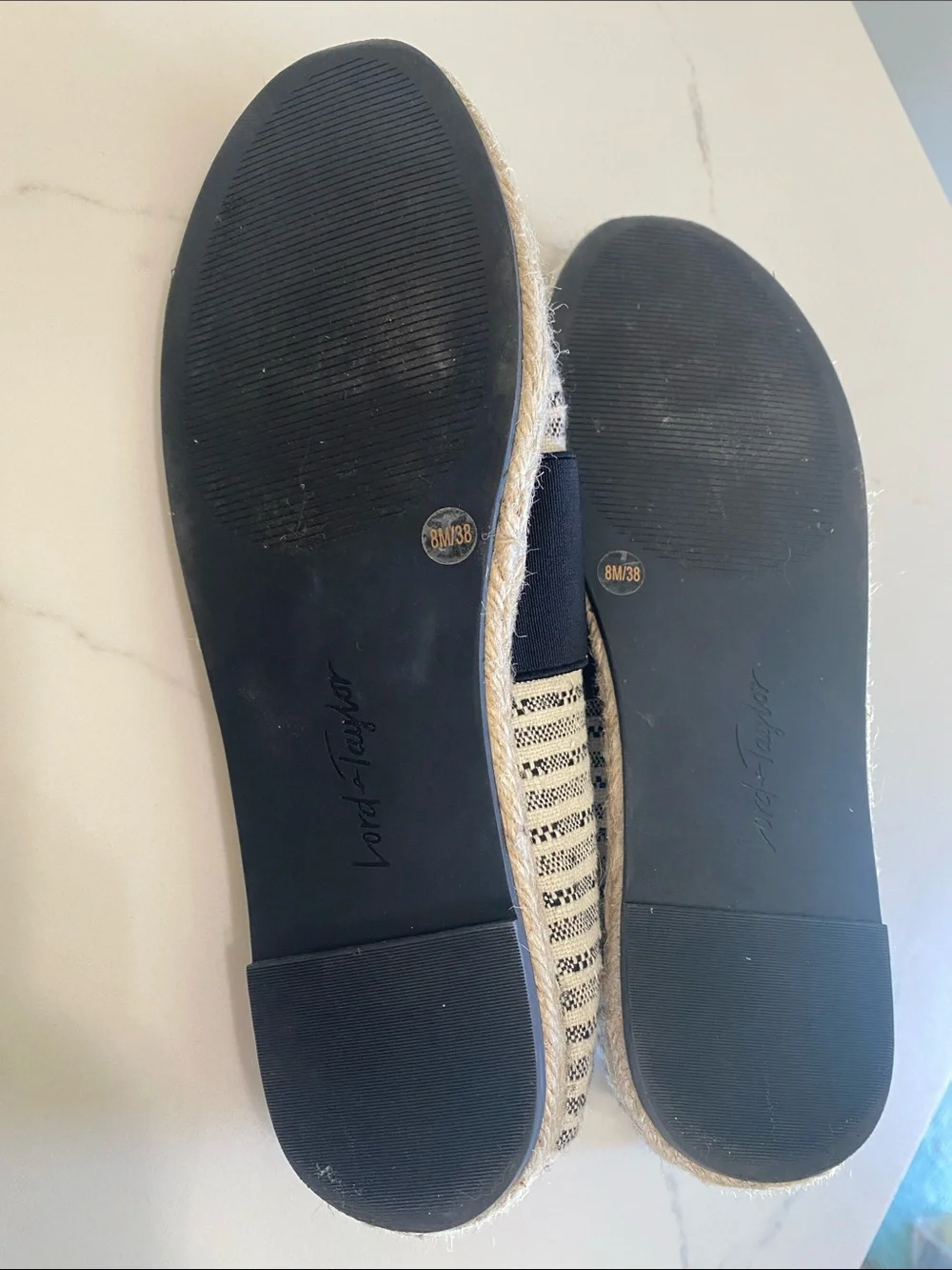 Lord & Taylor Fyona Black and Cream Striped Slip-On Espadrilles Women 8
